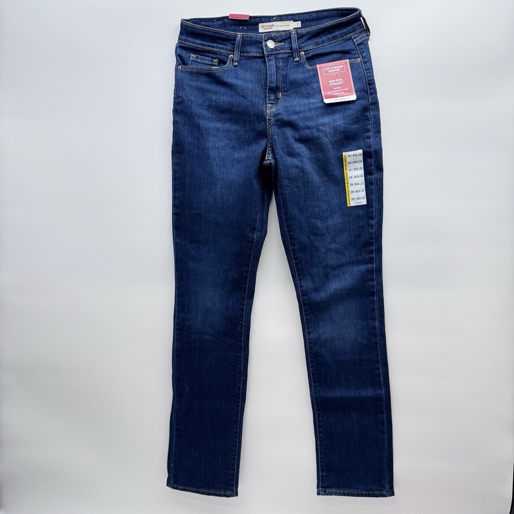 Levi Strauss Signature Women's 2M W26| L32 Mid Rise Straight Blue Jeans